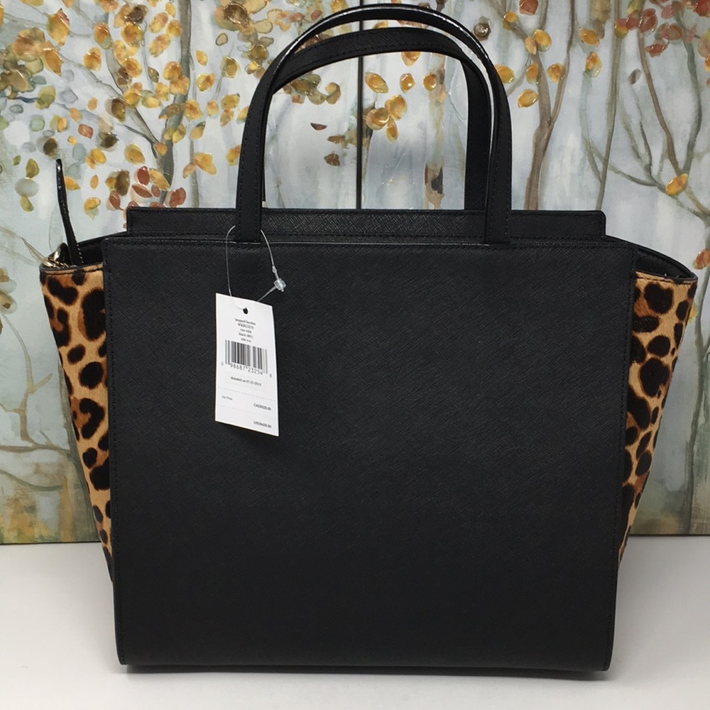NWT Kate spade leopard Hayden run wild satchel - Picture 6 of 8